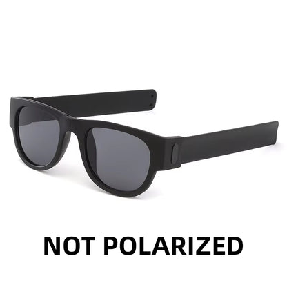 Novelty Mirror Men Polarized Folding Sunglasses New Arrival Slap Sport Foldable Wristband Shades 2024 Trend Product