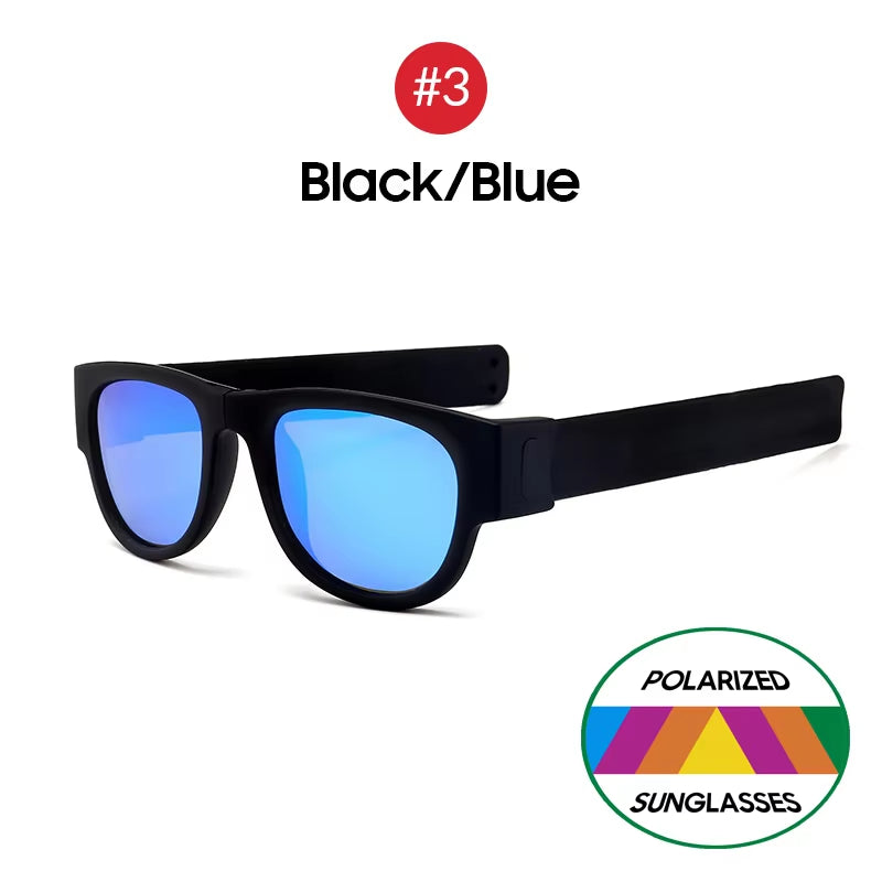 Novelty Mirror Men Polarized Folding Sunglasses New Arrival Slap Sport Foldable Wristband Shades 2024 Trend Product