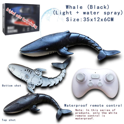 Rc Whale Shark Toy Robots Remote Control Animals Marine Life Tub Pool Electric Fish Children Bath Toys for Kids Boys Submarine