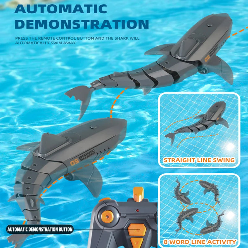 Rc Whale Shark Toy Robots Remote Control Animals Marine Life Tub Pool Electric Fish Children Bath Toys for Kids Boys Submarine