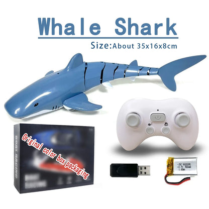 Rc Whale Shark Toy Robots Remote Control Animals Marine Life Tub Pool Electric Fish Children Bath Toys for Kids Boys Submarine