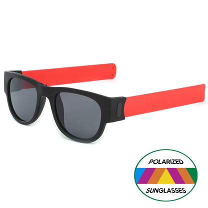 Novelty Mirror Men Polarized Folding Sunglasses New Arrival Slap Sport Foldable Wristband Shades 2024 Trend Product