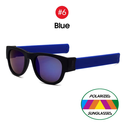 Novelty Mirror Men Polarized Folding Sunglasses New Arrival Slap Sport Foldable Wristband Shades 2024 Trend Product